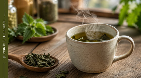 Préparation d'une infusion d'ortie - Herboristerie Sensathé
